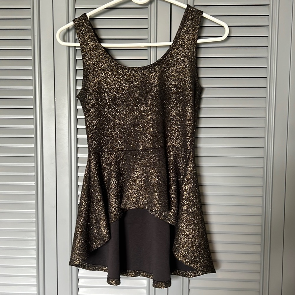Vintage Joyce Leslie : Gold / Black Tank Blouse - XS/Small